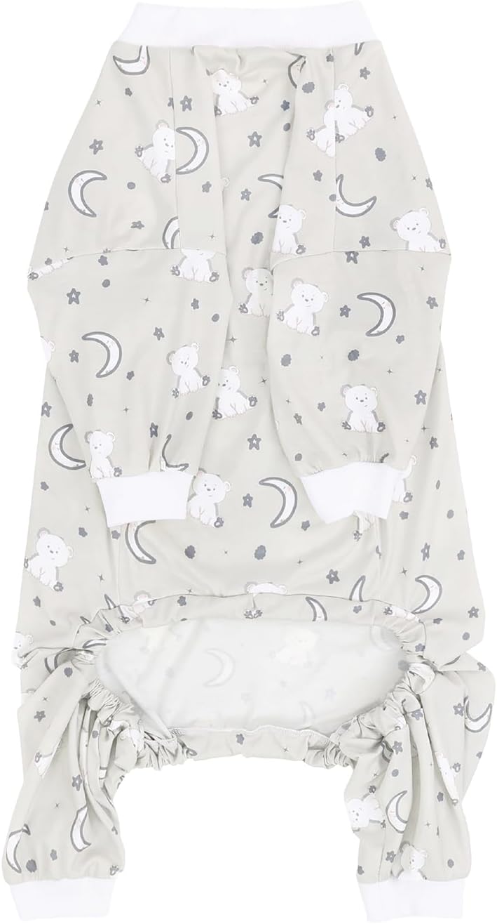 HDE Dog Pajamas One Piece Jammies Jumpsuit Pet Clothes Outfit Stretchy Lightweight Comfy Shirt Pjs for M-3XL Dogs Goodnight Polar Bears - 3XL