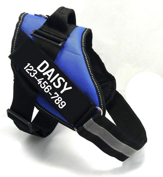 PawPawify Custom No Pull Dog Harness with Name and Phone Number, Heavy Duty Personalized Pet Vest to Prevent Tugging, Pulling, or Choking, Training and Walking (Blue, M (20-40 LBS))