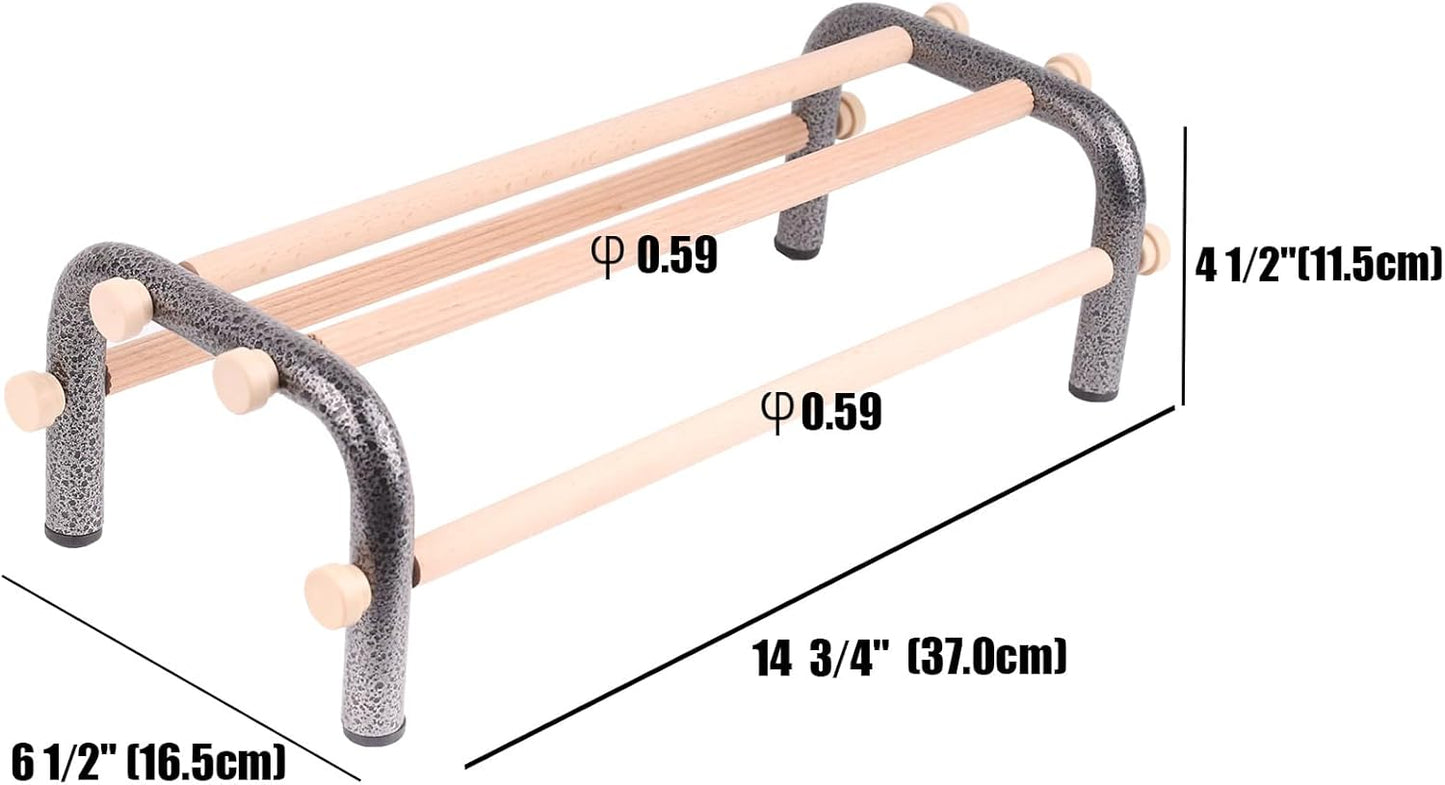 Large Bird Training Perch Long Stand for African Grey Macaw Big Birds, Rustproof Metal Durable Heavy Duty Metal Frame with 4 Wooden Bars for Bird to Play Climb and Exercise Toy