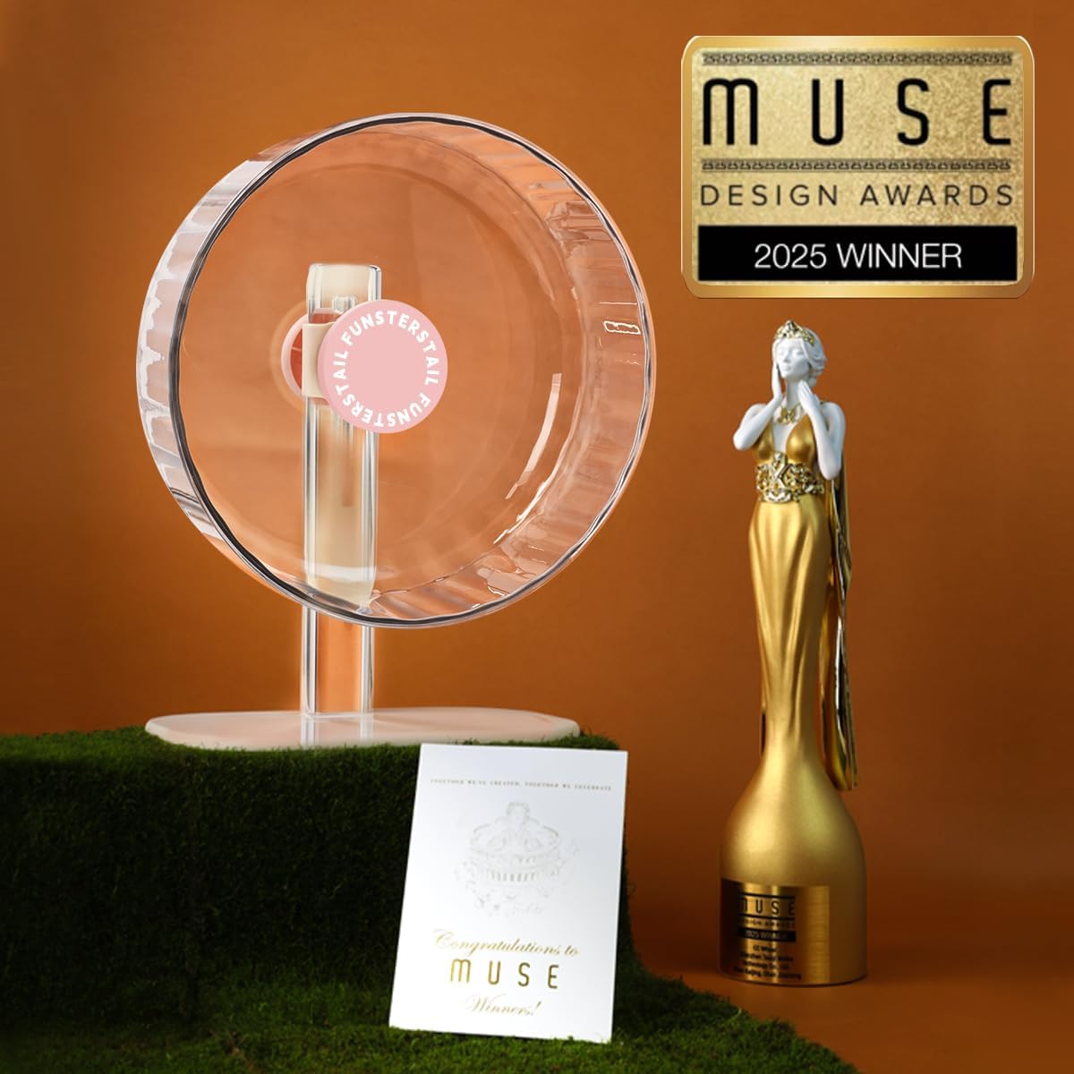 Super Silent Hamster Wheel 8.7 Inch, Magnetic Large Rat Wheel for Chinchilla, Gerbil, Guinea Pig, Cat, Mouse, Sugar Glider and Dwarf, Syrian Hamster Accessories (Peach Pink)