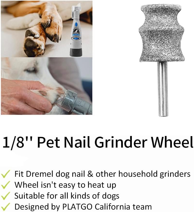 Diamond Dog Nail Grinder for Dremel, Diamond Nail Drill Bits for Dogs&Pets Nail Care, 1/8'' Nail Dremel Tool for Dogs, for Animals Nail Care & Home Grinder Tools