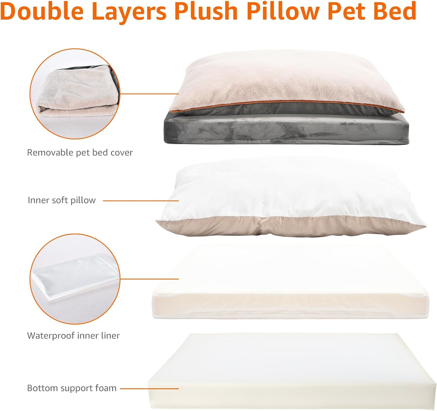 Amazon Basics Dog Bed with Cooling Gel Memory Foam, Pressure-Relief Support for Dogs up to 90lbs, Non-Slip Bottom, Machine Washable Cover, Extra Large Sized (40" x 30"), Grey