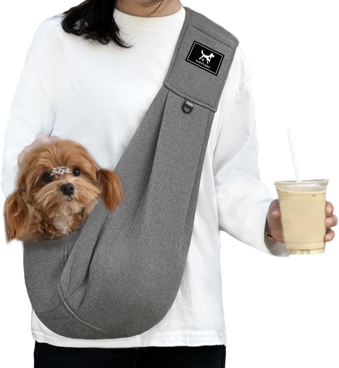 Dog & Cat Carrier Sling, Adjustable Soft Padded Shoulder Puppy Carrier, Hands-Free Dog Carrier Bag with Double Safety Buckles Premium Material for Outdoor Travel (Dark Gray, L)