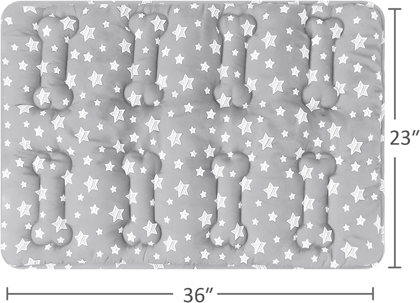Dog Crate Mat (36" X 23") 2 Pack, Soft Dog Bed Mat with Cute Stars, Personalized Dog Crate Pad, Anti-Slip Bottom, Machine Washable Kennel Pad, Grey