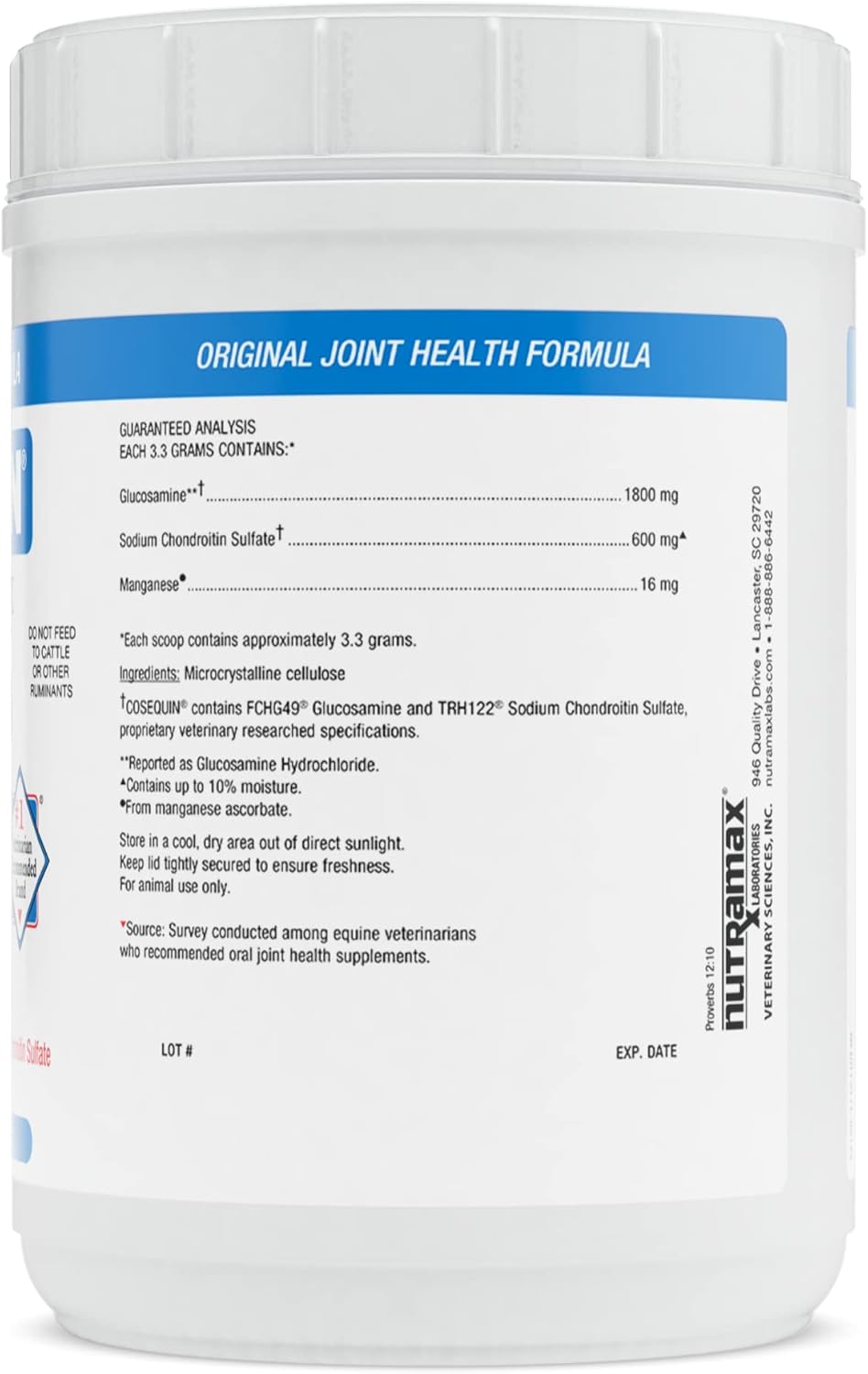 Nutramax Cosequin Original Joint Health Supplement for Horses - Powder with Glucosamine and Chondroitin, 1400 Grams