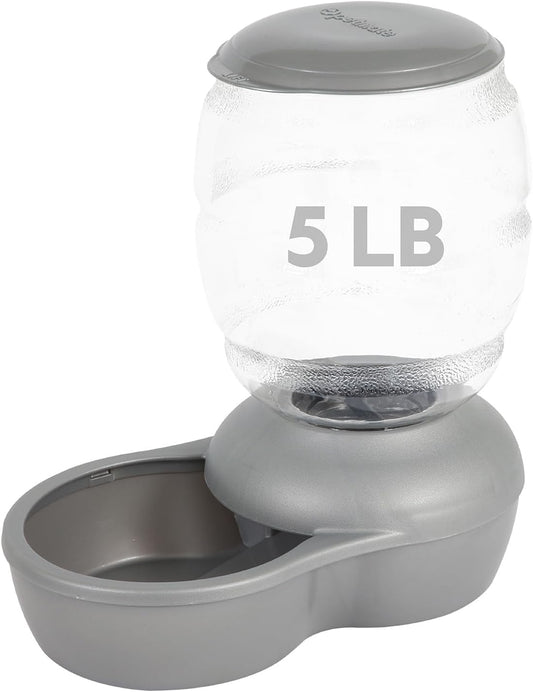 Petmate Replendish Feeder with Automatic Cat and Dog Feeder, 5 LB, Pearl Silver Grey, Made in USA