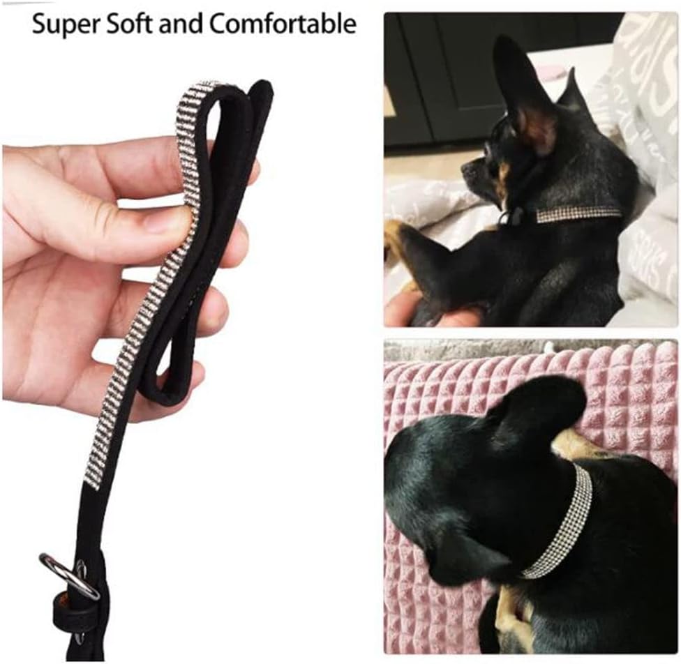 Rhinestone Dog Collar for Small Dogs, Bling Diamond Fancy Crystal Glitter Pretty Jewel Pet Puppy Collars for XXS XS Small Medium Large Breed Girl Dogs Female Cats Kitten, Colorful Black L