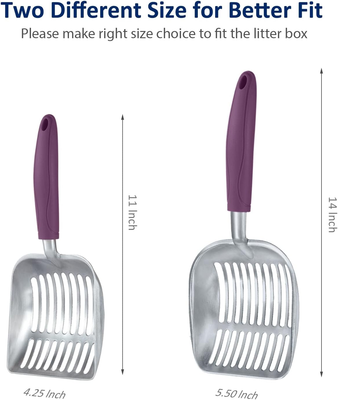 WePet Cat Litter Scoop, Aluminum Alloy Sifter, Kitty Metal Scooper, Deep Shovel, Long Handle, Poop Sifting, Kitten Pooper Lifter, Durable, Heavy Duty, for Litter Box