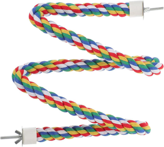 Bird Rope Perch, Colorful Parrot Cotton Rope Bird Perch Stand Climbing Toys Pet Parrot Chewing Toy for Parrots Cockatiels Parakeets Budgie Cages