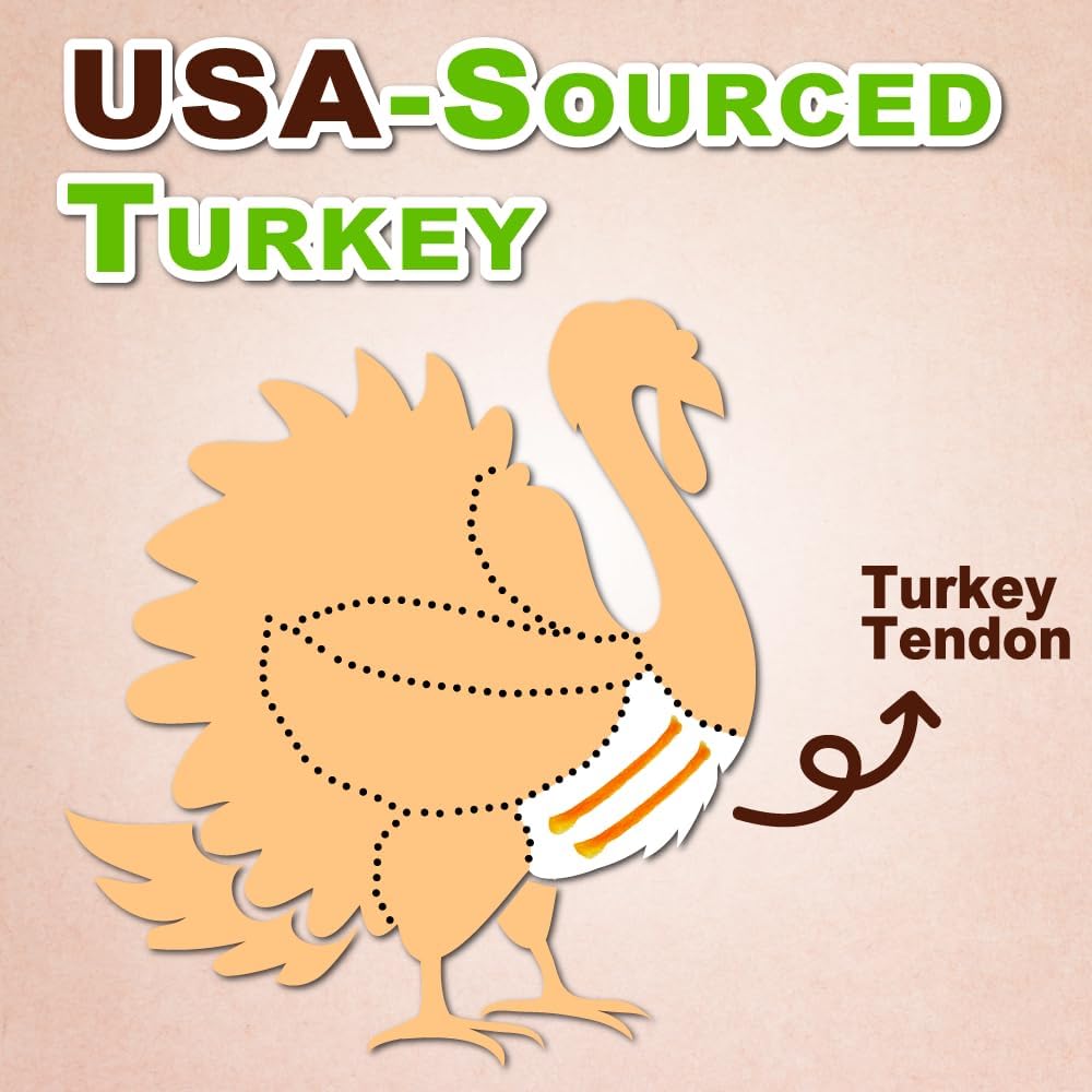 Afreschi Natural Turkey Tendon Rope (S) 8 oz, USA-Sourced Turkey Tendon, All Natural Puppy Chew, Hypoallergenic, Rawhide Alternative, for Small Breeds