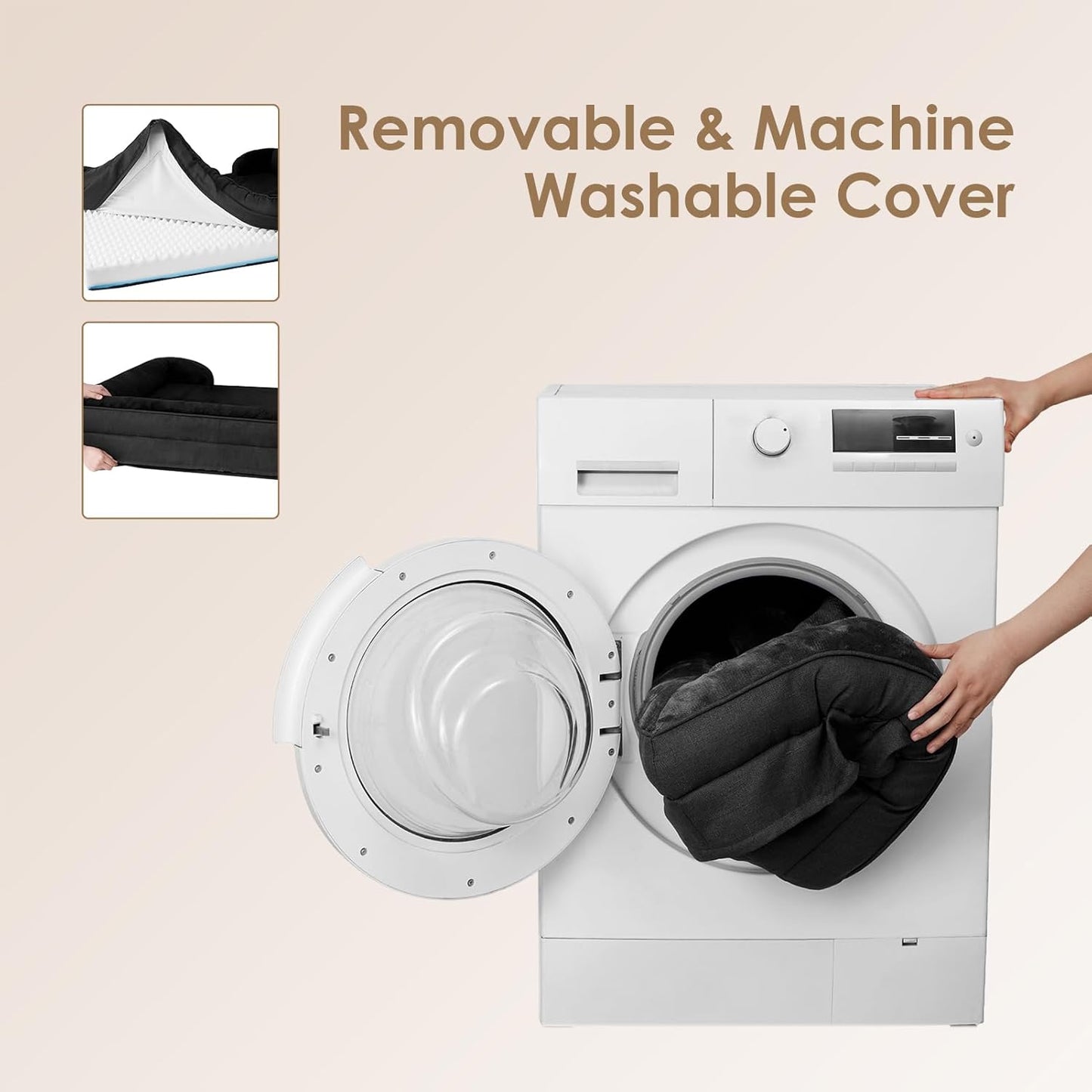 EHEYCIGA Orthopedic XL Dog Beds, Waterproof Memory Foam Dog Bed for Extra Large Dogs, Non-Slip Bottom and Egg-Crate Foam Big Pet Couch Bed with Washable Removable Cover, Black