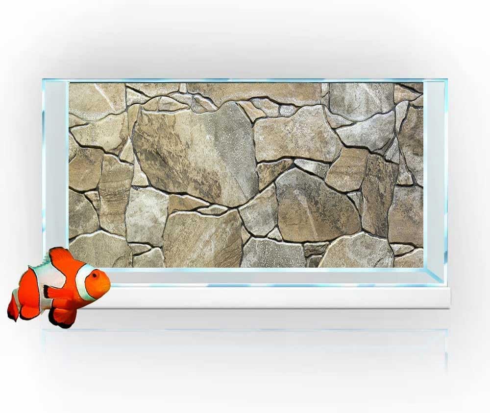 24X12IN Marble Aquarium Background, Art Marble Aquarium Background, Natural Marble Glass Terrarium Background with 8 EVA Double-Sided Tape