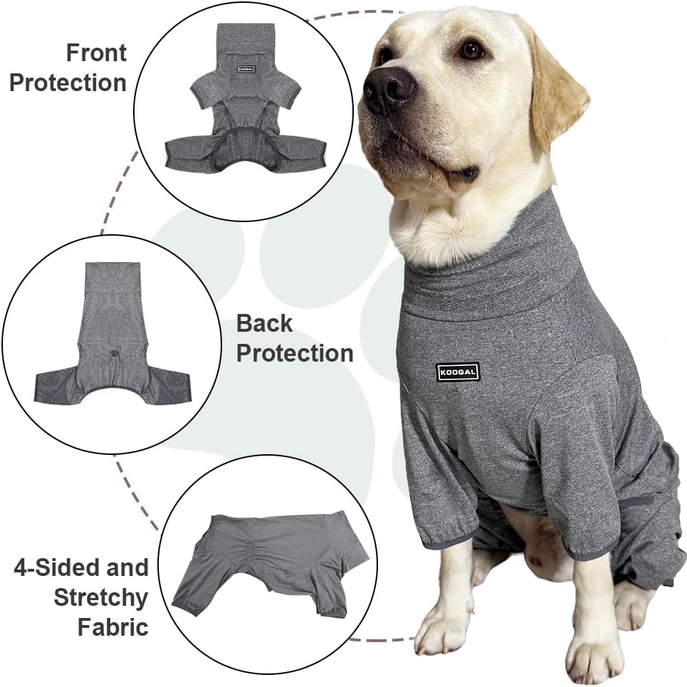 Dog Pyjamas PJS Sweater Clothes and Home Clothing Suitable for Medium to Large Breeds of Dogs, Dog Neutering Suits, Extra-Large Stretch Fabric, Four-Legged Clothes(Thin Forid Gray, 4XL)