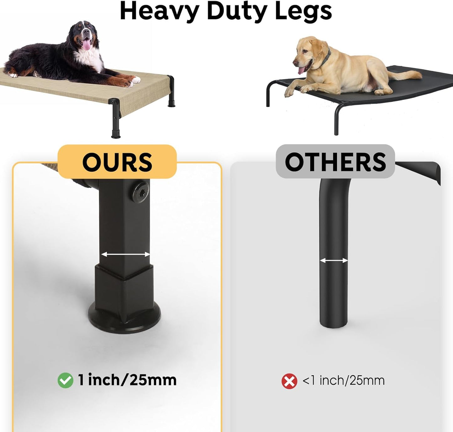 Veehoo Cooling Outdoor Dog Bed, Heavy Duty Elevated Pet Bed with Washable & Breathable Teslin Mesh, Non-Slip Silicon Feet, Dog Cot Bed with Support Hem, 35" x 22", Beige Coffee, CWC2433