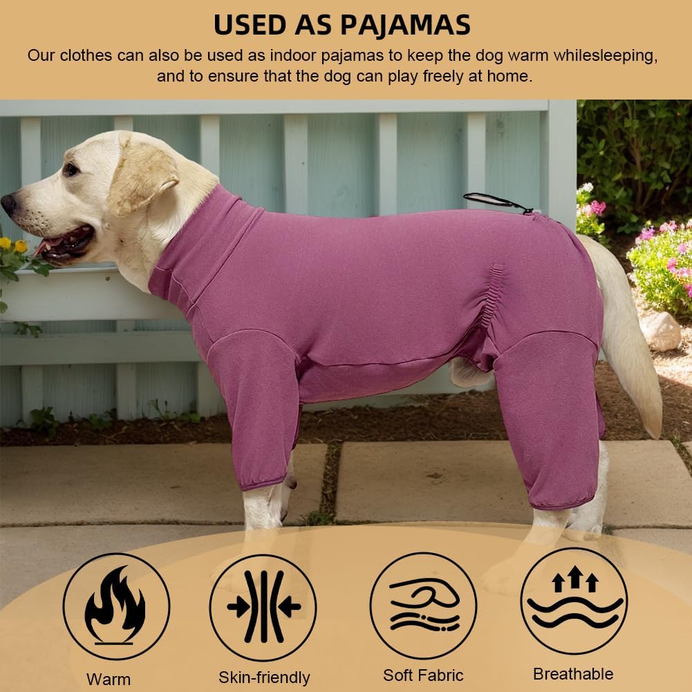 Dog Pyjamas PJS Sweater Clothes and Home Clothing Suitable for Small to Medium Breeds of Dogs, Dog Neutering Suits, Extra-Large Stretch Fabric, Four-Legged Clothes(Thickened Red, L)