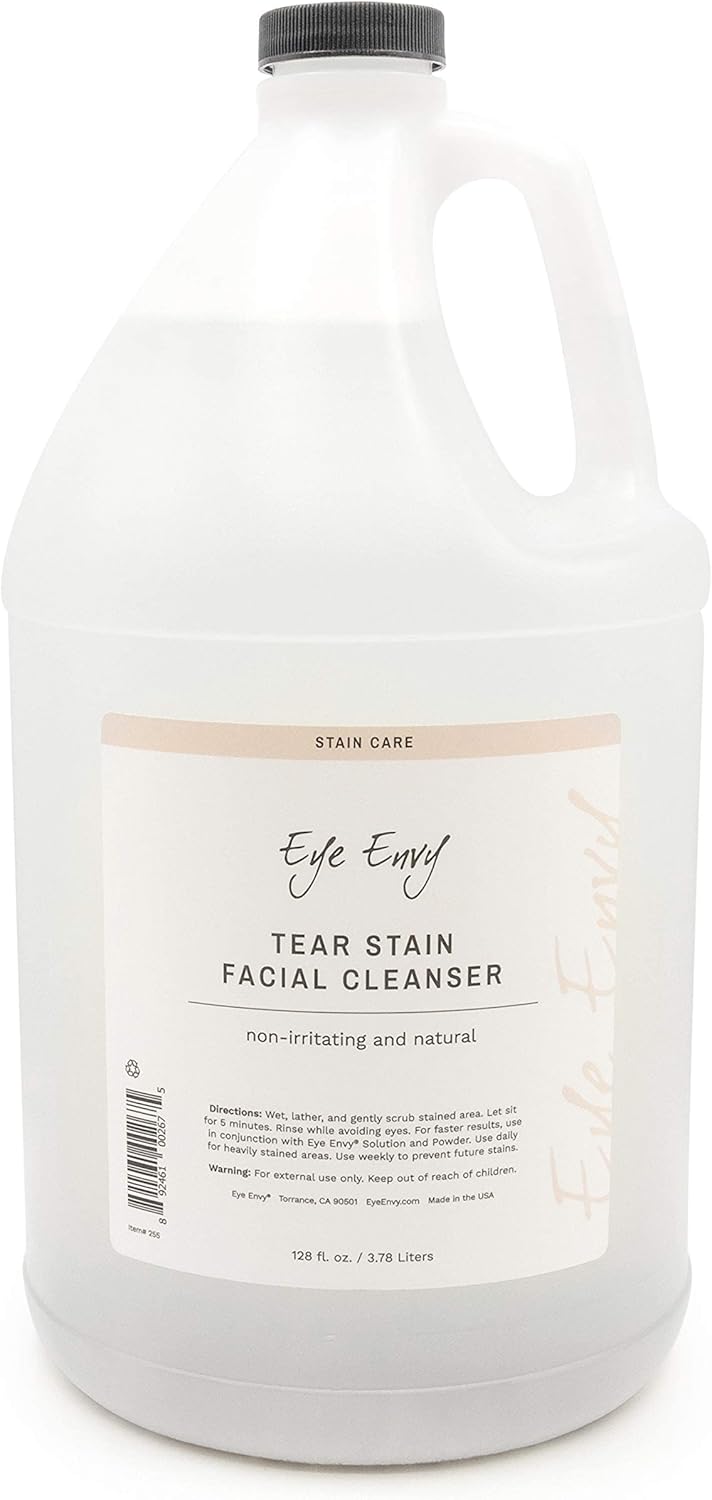 Eye Envy Tear Stain Facial Cleanser for Dogs and Cats. Washes Away Crusty Eye Debris, Eye Boogers, Eye Discharge. Tearless Foaming Formula. Treats The Cause of Staining. All-Natural. 1 US Gallon