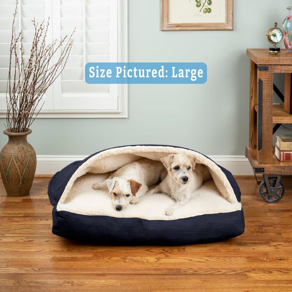 Snoozer Pet Products Rectangle Cozy Cave Dog Bed, Medium, Navy