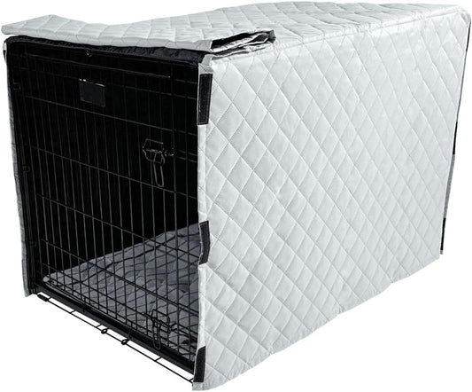 4Knines Quilted Dog Crate Cover – Heavy-Duty, Water-Resistant Fabric for Indoor/Outdoor Use – Durable Travel Cage Cover for Training, Weather Protection – Fits 48-Inch Crates – Grey