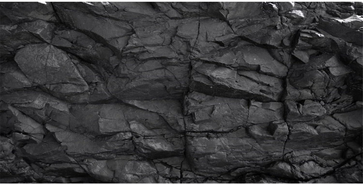 AWERT 30x12 inches Stone Aquarium Background Black Rock Fish Tank Background Rocky Terrarium Background Vinyl