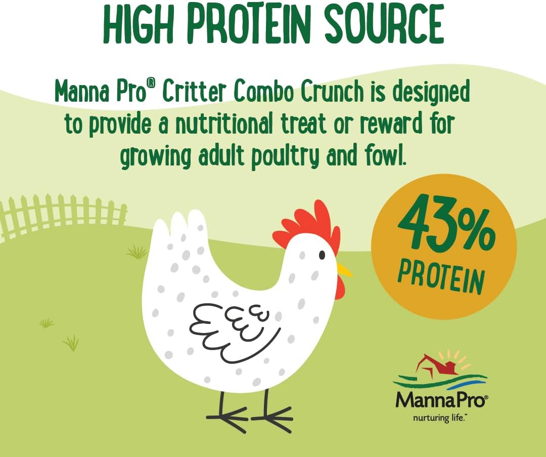 Manna Pro Farmhouse Favorites Critter Combo Crunch Poultry Treat - Protein Poultry Treat - Encourages Natural Foraging Behavior - 100% Natural Blend of Soldier Fly Larvae, Mealworms & Shrimp - 2lb Bag