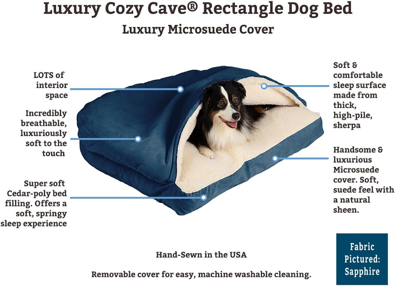 Snoozer Pet Products Luxury Rectangle Cozy Cave Dog Bed with Microsuede, Extra Large, Black