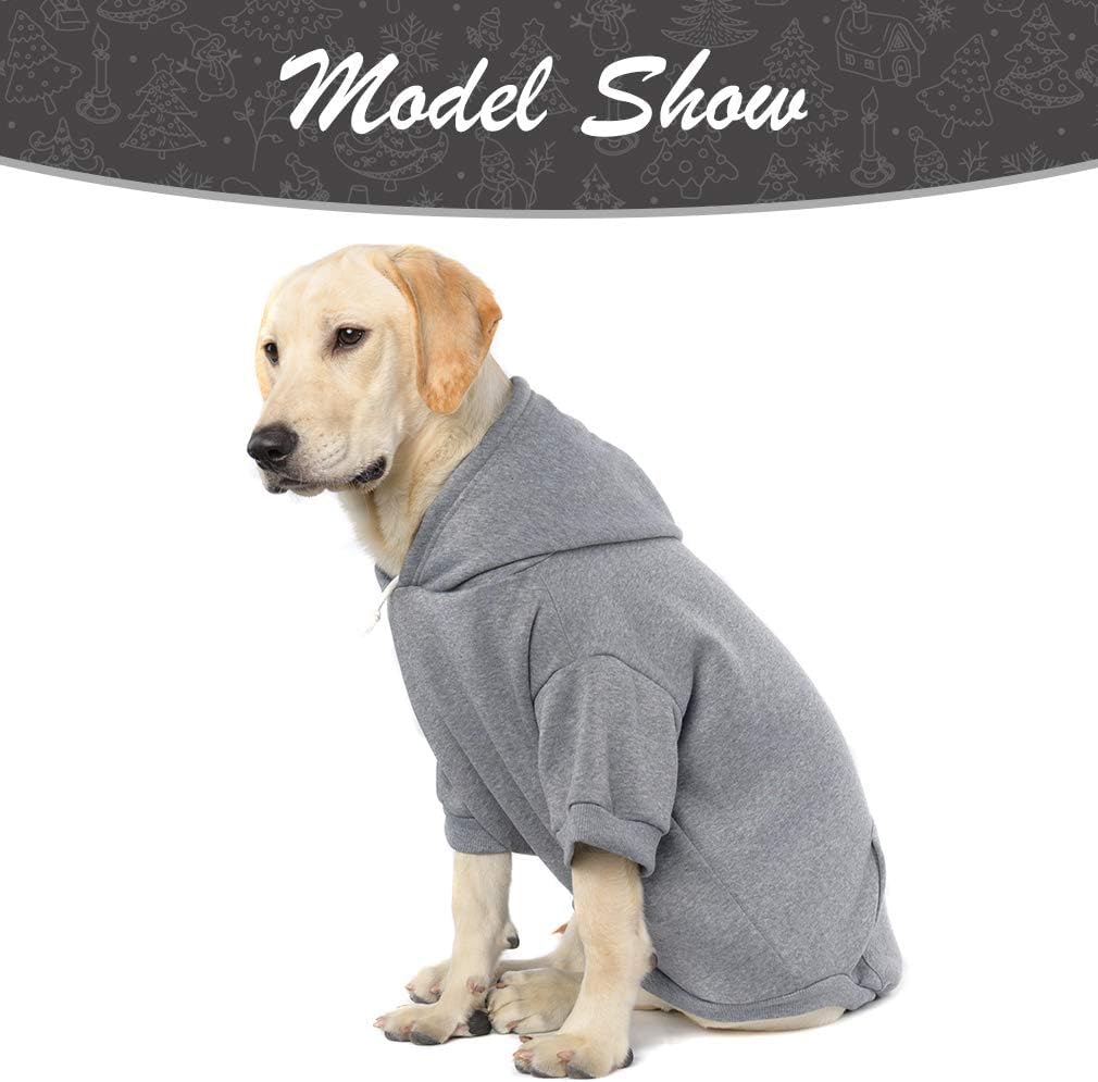 KOOLTAIL Basic Dog Hoodie - Soft and Warm Dog Hoodie Sweater with Leash Hole and Pocket, Dog Winter Coat, Cold Weather Clothes Sweatshirt for Small Medium Large Dogs Puppy Cat Boys Girls Grey XXL