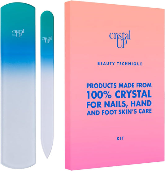 Crystal Nail and Feet Care Kit - 2PC with a Crystal Foot Scraper and Medium Glass Nail File, Durable and Gentle on Nails, Perfect for Home Office and On the Go