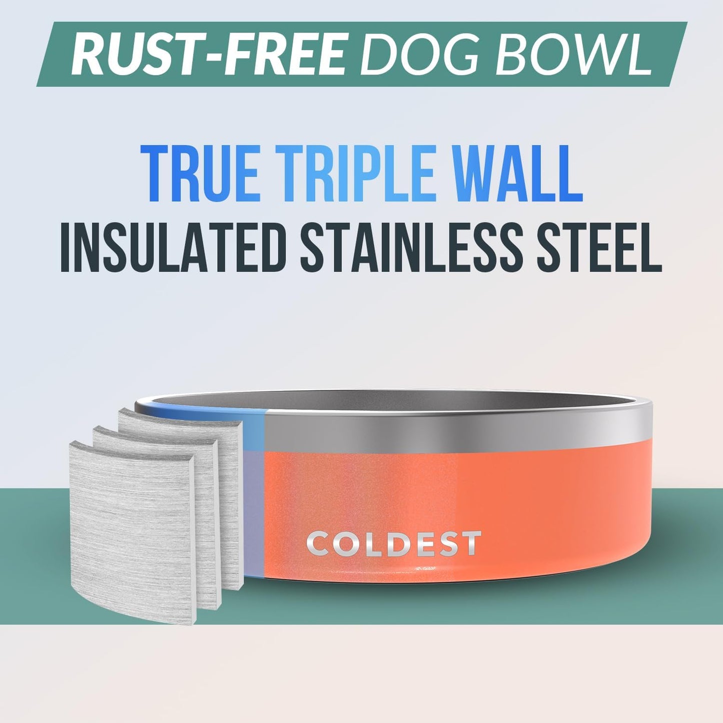Coldest Dog Bowl - Anti Rust Metal, Non Slip, 3 Layers Insulated Stainless Steel Dog Bowls - Spill Proof & Heavy Duty - Water Bowl for Dogs, Cats & Pets, Dish Washer Safe (42 oz,Candy Red Glitter)