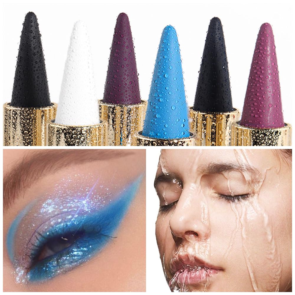 evpct 1Pcs Light Blue Gel Eyeliner Pencil Eye Black Face Paint Stick Makeup Set Waterproof Matte Cream Crayon Eyeliner Pencil Set Cat Eye Liners Eyeshadow Guide delineador de ojos contra el agua