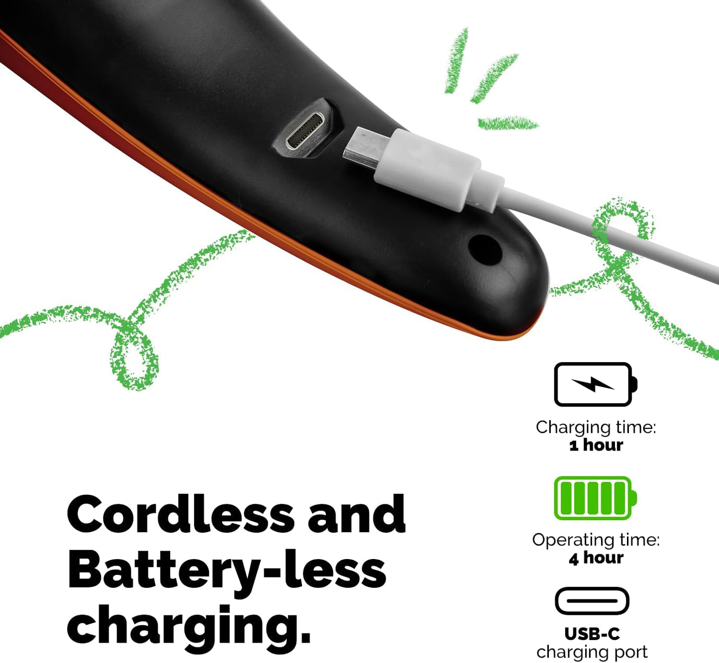 LuckyTail Pet Nail Grinder for Dogs and Cats - Super Quiet and Low Vibration Electric Dog Nail Grinder with 2 LED Lights - USB Rechargeable and Cordless - 2 Speeds - Small to Large Pets - Orange