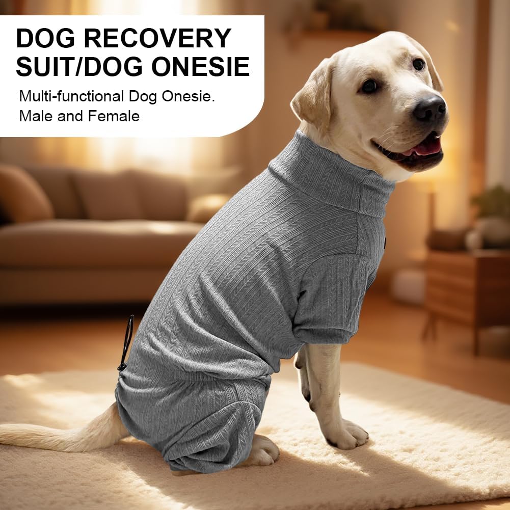 Dog Pyjamas PJS Sweater Clothing and Loungewear Suitable for Medium to Large Breeds of Dogs, Neutering Suits, Extra-Large Stretch Fabric, Four-Legged Dogs Clothes Pyjamas(Sweater Gray, 2XL)