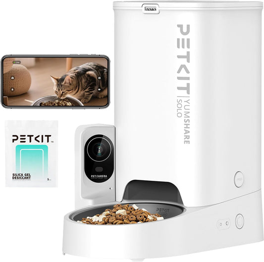PETKIT Automatic Cat Feeder with Camera, 1080P HD Video with Night Vision, 2.4G WiFi Pet Feeder for Cat & Small Dog, 2-Way Audio & Meal Call Pet Food Dispenser with Desiccant Bag, Motion Capturing