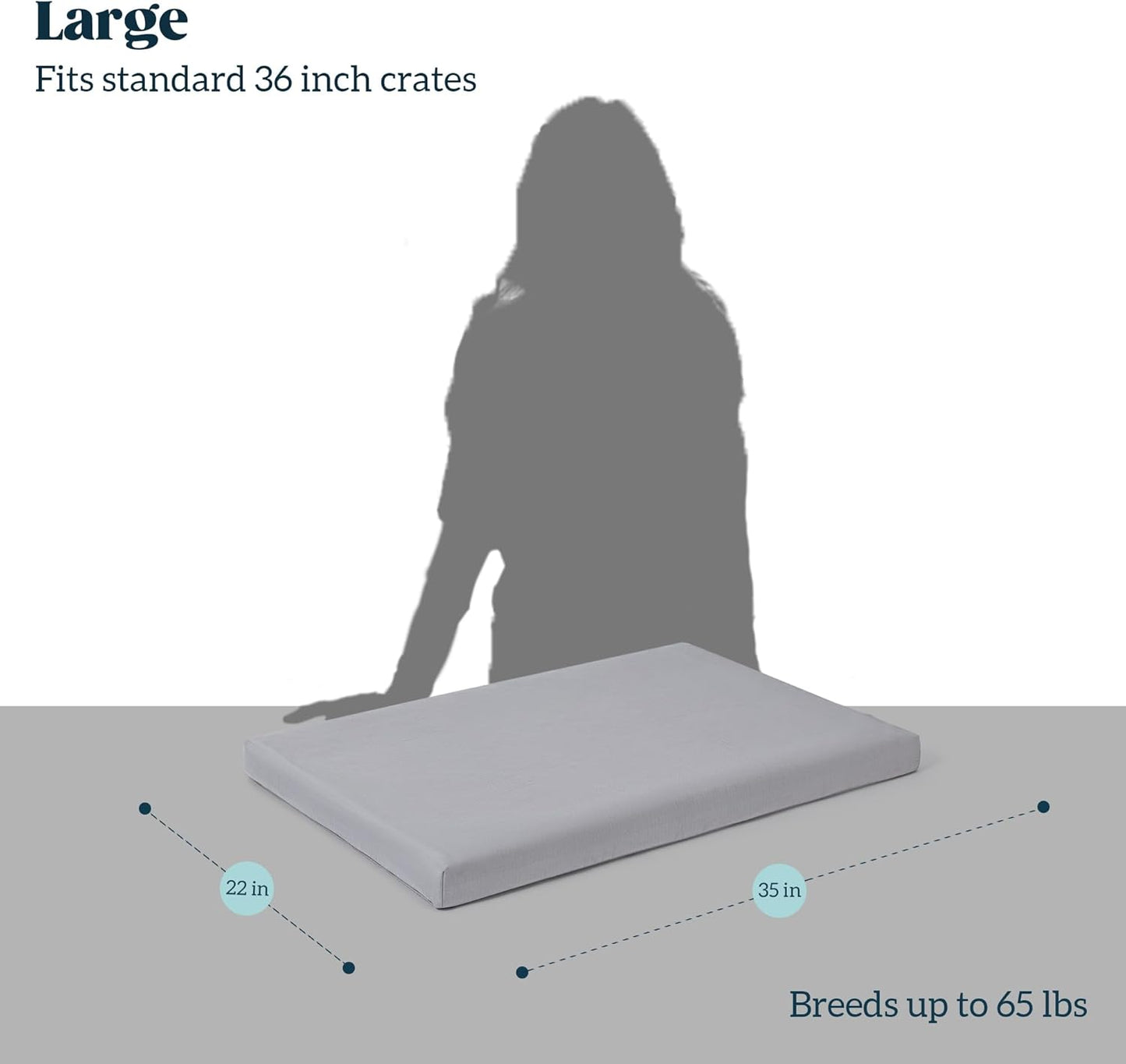 Cybarmour Indestructible Dog Bed - Outdoor Waterproof Chew Proof Dog Crate Pad - Orthopedic Kennel Mat for Aggressive Chewers - Large Breeds & Fits 36-Inch Crate - 35"x22", Limestone