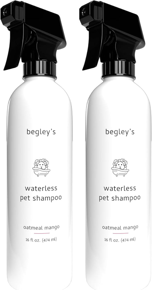 Begley's No Rinse Waterless Pet Shampoo, Bathless Cleaning, Deodorizing, and Odor Removal for a Shiny, Fresh Smelling Coat - Effective for Dogs, Puppies, and Cats - Fresh Oatmeal Mango Scent