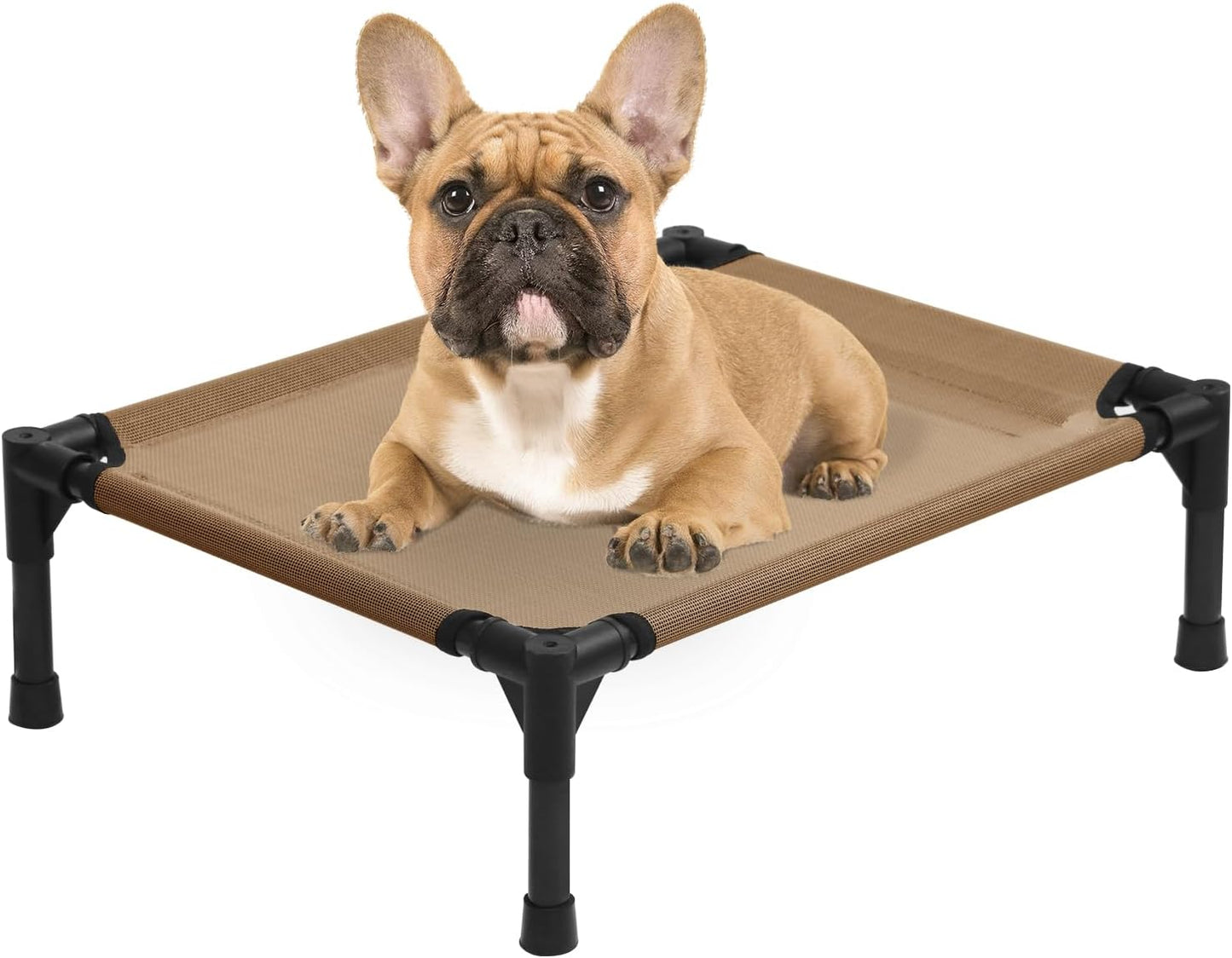 Small Elevated Dog Bed 22 Inch - Puppy Cooling Cot with Removable Washable Breathable Mesh, Raised Dog Cots Beds for Indoor and Outdoor, Brown