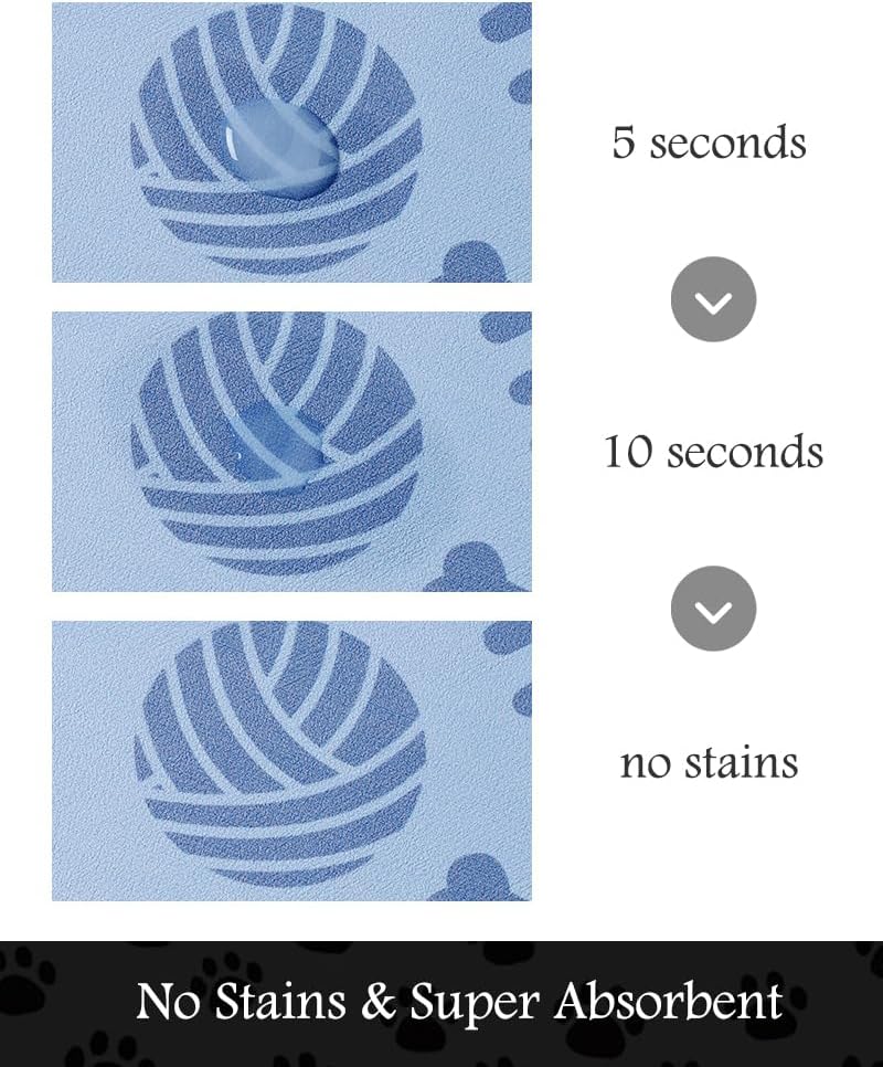 Pet Feeding Mat-Absorbent Dog Mat for Food and Water Bowl-No Stains Quick Dry Water Dispenser Mat-Dog Accessories Pet Supplies-Bowl for Messy Drinkers（Bone,17"x34"