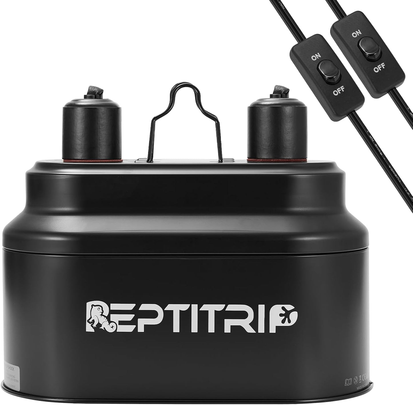 Dual Reptile Light Fixture with Switches, Reptile Heat Lamp Fixture, Reptiles Terrarium UVB Bulb Fixture for Bearded Dragon, Max 160W Each