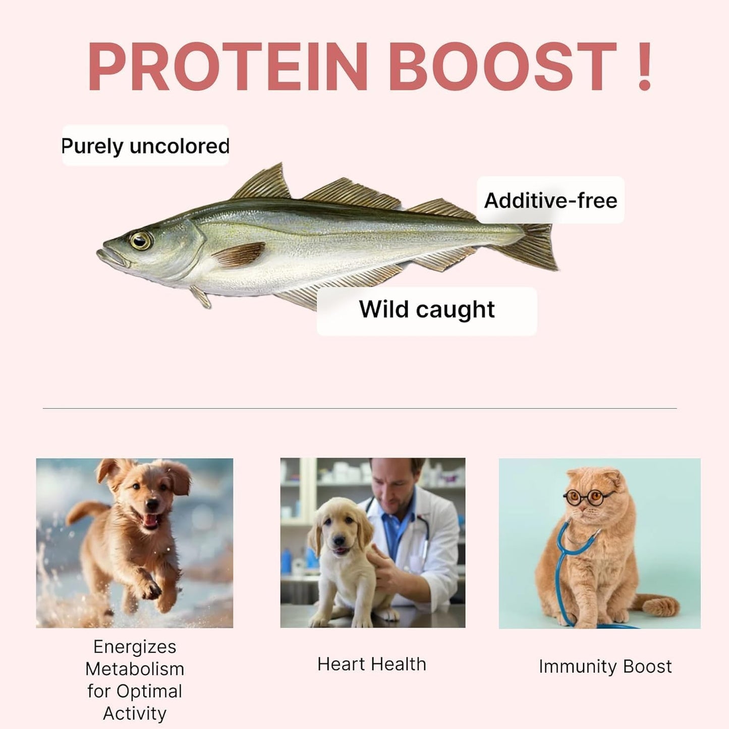 Puppyluv Treat - Freeze Dried Pollock Dog & Cat Treats, Wild Caught, Single Ingredient, Natural High Protein & Fish Oil, Grain Free, Gluten Free, 2.8oz