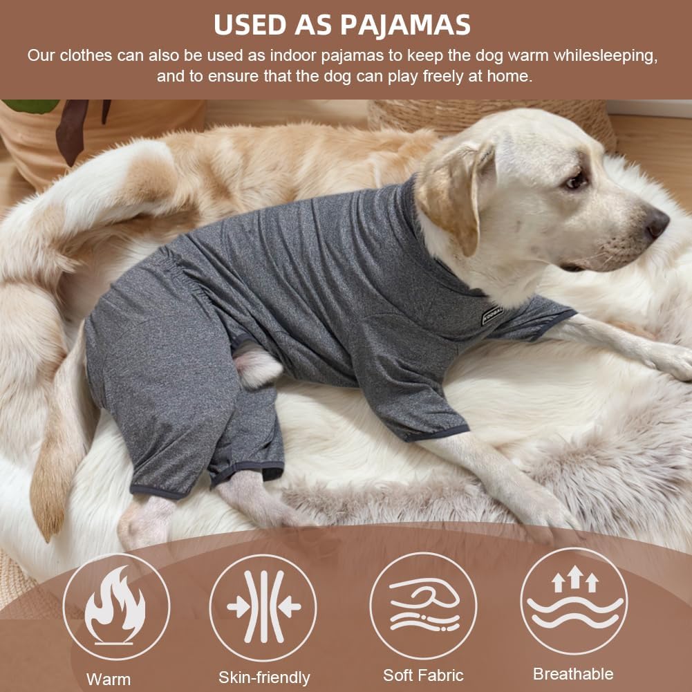Dog Pyjamas PJS Sweater Clothes and Home Clothing Suitable for Small to Medium Breeds of Dogs, Dog Neutering Suits, Extra-Large Stretch Fabric, Four-Legged Clothes(Thin Forid Gray, XL)