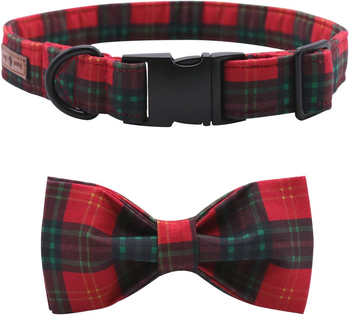 Lionet Paws Christmas Dog and Cat Collar with Bowtie,Soft and Comfortable,Adjustable Collar