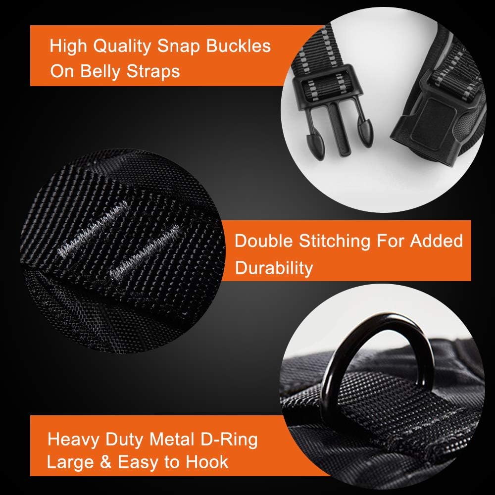 PHOEPET No Pull Dog Harnesses for Small Puppies Reflective Adjustable Front Clip Vest with 2 Metal Leash Attachment Hooks Soft Handle(S, Blue)