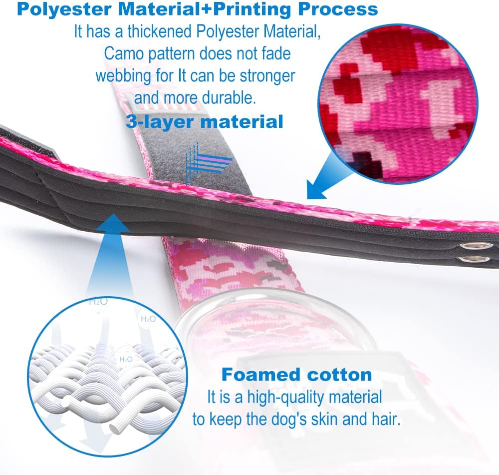 TSPRO Tactical Dog Collar 1.5 Inch Wide Thick Dog Collars with Heavy Duty Metal Buckle, Durable, Strong, Adjustable for Medium to Large Dogs (Camo Khaki L)