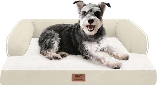 Small Dog Bed Waterproof Orthopedic Dog Beds for Medium Sized Dogs Comfy Pet Cat Bed with Sides, Washable Removable Cover