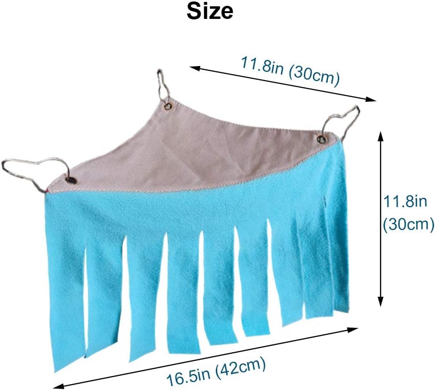 RIOUSSI Guinea Pig Hideout Hideaway Corner Fleece Toys Cage Accessories with Reversible Sides, Blue Leaves