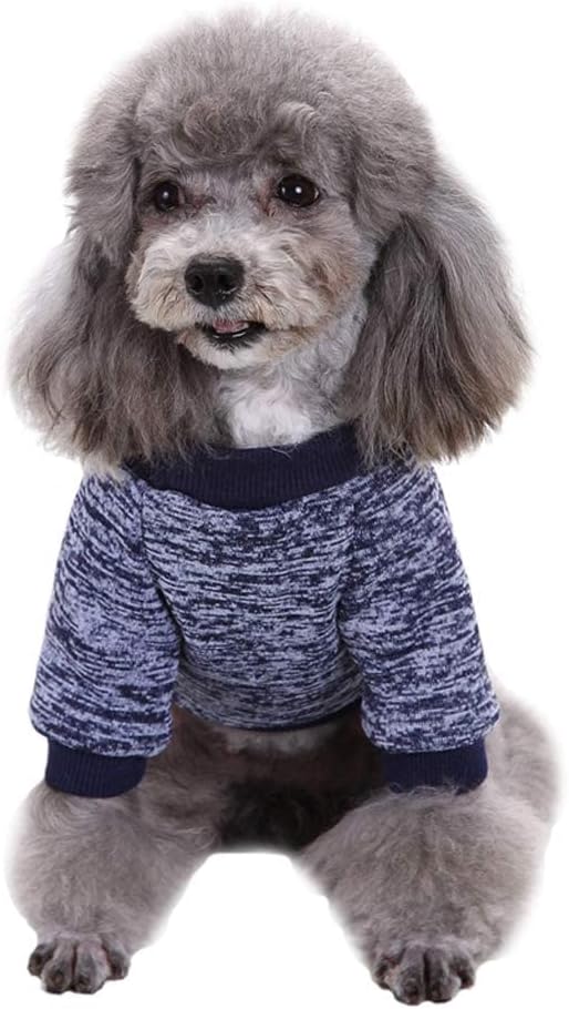 Jecikelon Dog Clothes Dogs Sweater Soft Puppies Clothing Winter Puppy Sweaters Warm Outfit for Dogs Small XXS XS Cat Apparel (Navy Blue, M)