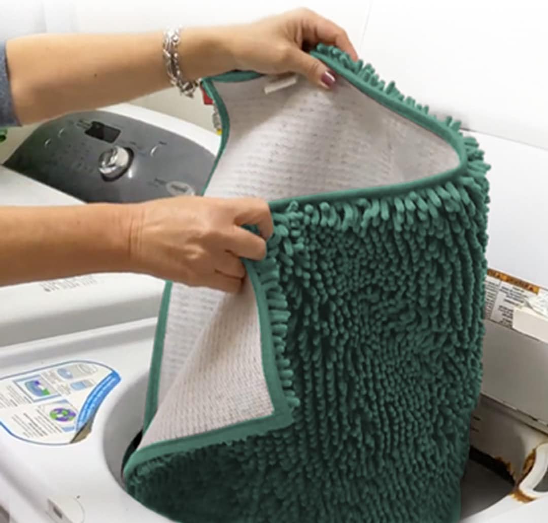 Muddy Mat® Shown on TV–Super Absorbent Microfiber Dog Door Mat for Muddy Paws, Non-Slip Washable Pet Rug, Quick Dry Chenille Entryway Carpet, Machine Washable Indoor Outdoor mat–Seafoam Green 28"x18"