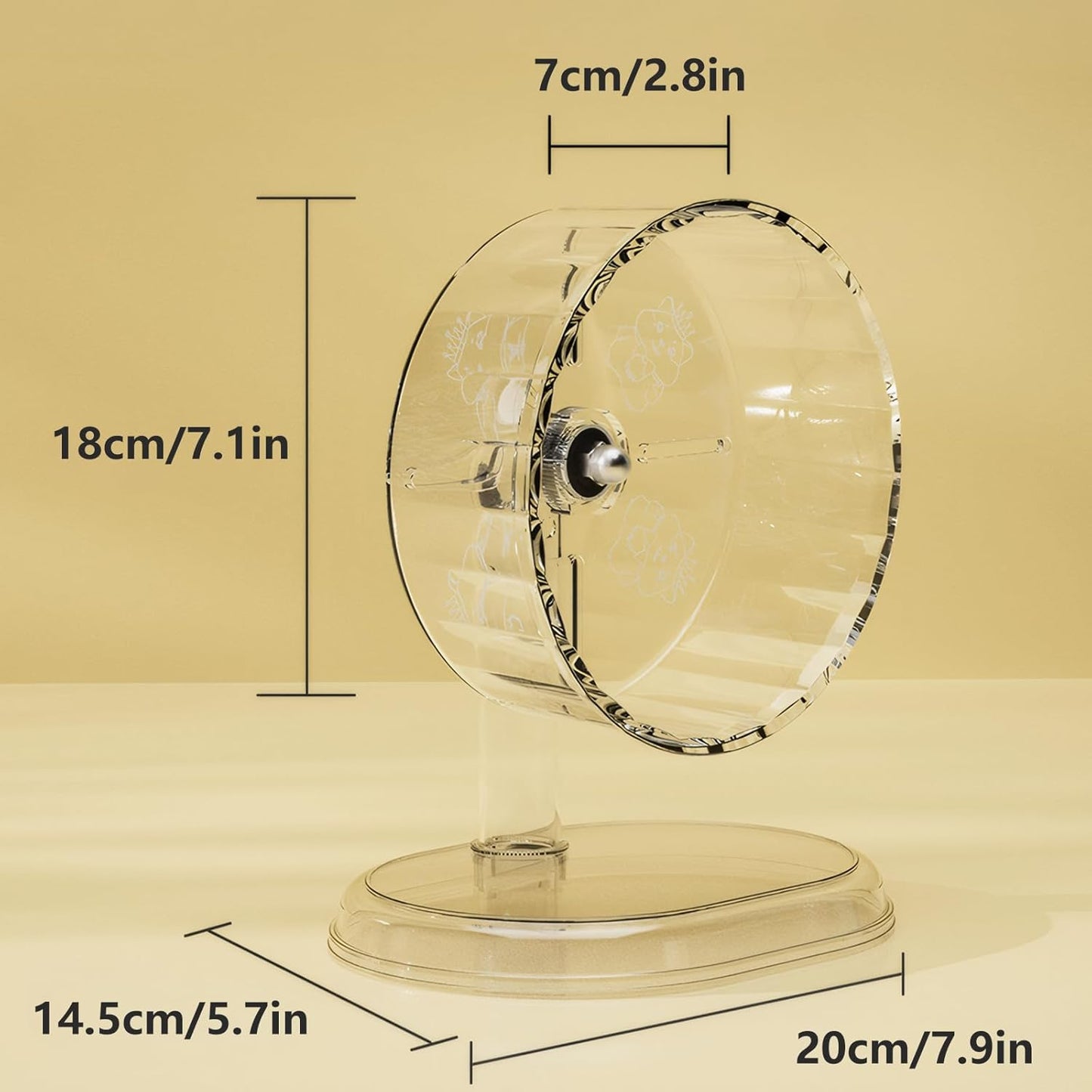 Silent Hamster Wheel – 7 Inch Syrian Hamster Running Wheel, Anti-Skid & Height Adjustable, Easy to Clean (7.1inch)