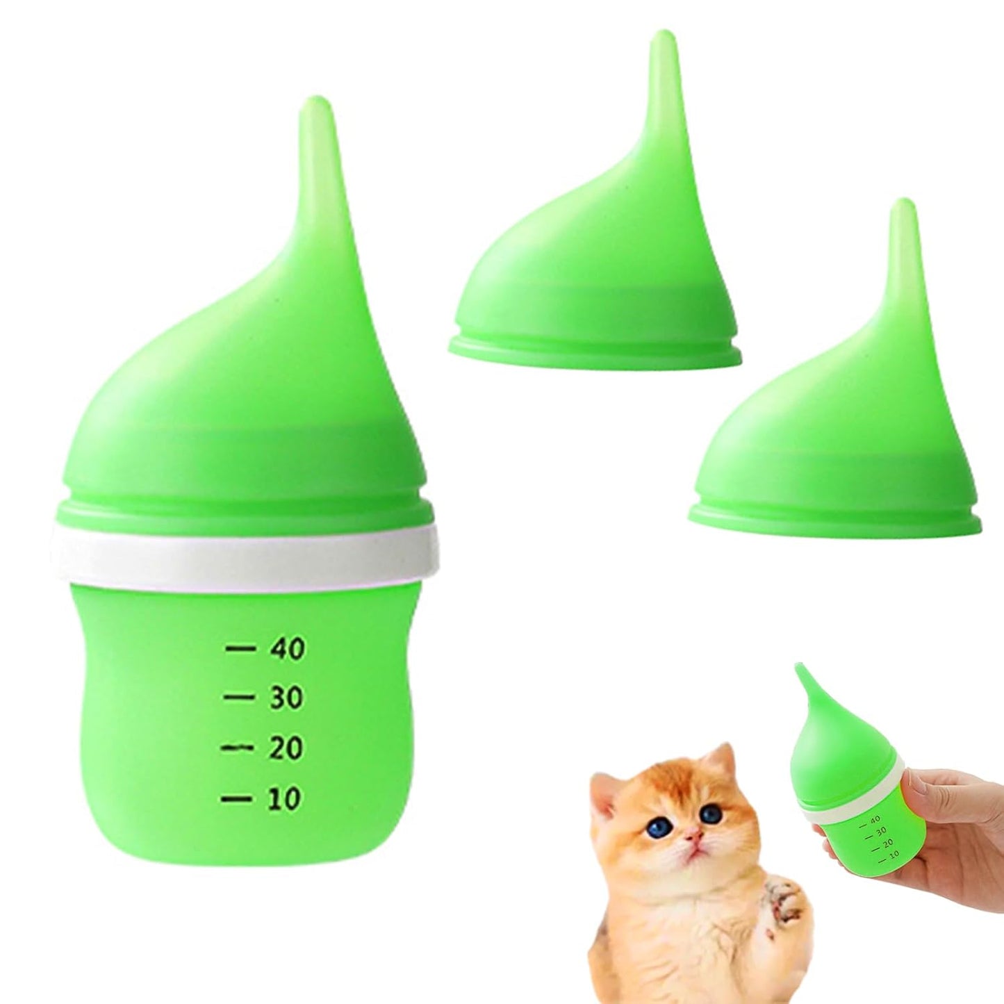 Kitten Bottles for Nursing,Puppy Bottles for Nursing Puppy Milk, Anti-Choking Puppy Feeder Design, 2 Extra Replaceable Silicone Nipples for Convenient Replacement (Green)