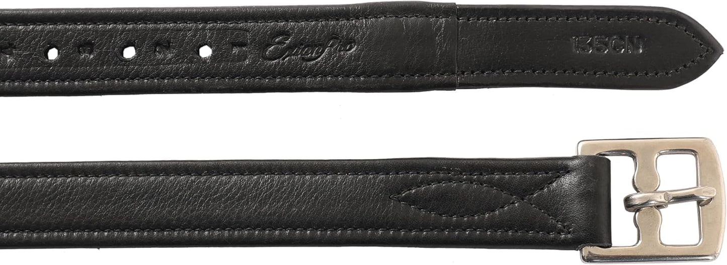 Exion FlexiStrong Stirrup Leathers for English Saddle | Ultra-Soft Cow Calfskin with Nylon Core | 1” Wide Stirrup Leathers for Daily Use | Sizes 48" to 62" | Black, Brown