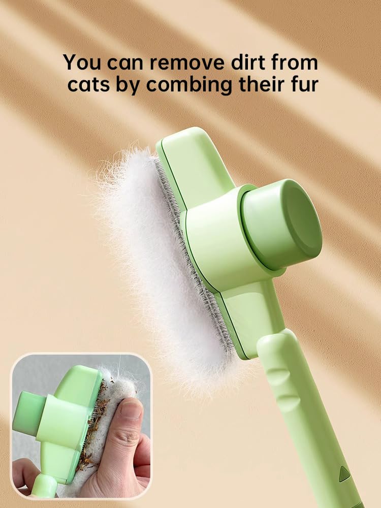 Cat Comb Dog Comb Pet Hair Removal Tool Flea for Cats and Dog Lice Cat Brush with Release Button Self-Cleaning with Long & Short Stainless Steel Metal Teeth for Shedding